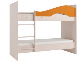 Кровать 2-х ярусная Мая на латофлексах млечный дуб, оранжевая в Верхнем Тагиле - verhnij-tagil.magazinmebel.ru | фото