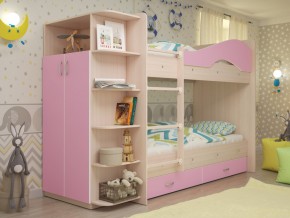 Кровать 2-х ярусная Мая с ящиками и шкафом на латофлексах розовый в Верхнем Тагиле - verhnij-tagil.magazinmebel.ru | фото