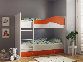 Кровать 2-х ярусная Мая с ящиками на латофлексах белый-оранж в Верхнем Тагиле - verhnij-tagil.magazinmebel.ru | фото