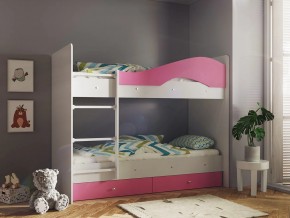 Кровать 2-х ярусная Мая с ящиками на латофлексах белый-розовый в Верхнем Тагиле - verhnij-tagil.magazinmebel.ru | фото