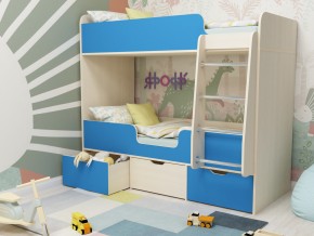 Кровать двухъярусная Малыш двойняшка дуб молочный-голубой в Верхнем Тагиле - verhnij-tagil.magazinmebel.ru | фото