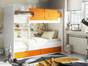 Кровать двухъярусная Тетрис латы с бортиками белый-оранжевый в Верхнем Тагиле - verhnij-tagil.magazinmebel.ru | фото