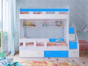 Кровать двухъярусная Юниор 1 винтерберг-белый с голубым в Верхнем Тагиле - verhnij-tagil.magazinmebel.ru | фото