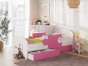 Кровать Мозаика с ящиком и бортиками на ламелях белый-розовый в Верхнем Тагиле - verhnij-tagil.magazinmebel.ru | фото
