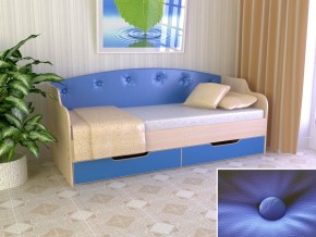 Кровать Юниор Тип 2 дуб молочный/синий 800х1600 в Верхнем Тагиле - verhnij-tagil.magazinmebel.ru | фото