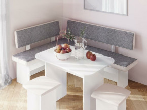Кухонный уголок Парма Белый, ткань серая в Верхнем Тагиле - verhnij-tagil.magazinmebel.ru | фото - изображение 3