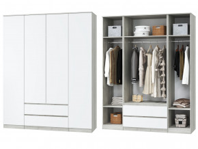 Шкаф для одежды четырехдверный Лори дуб серый, белый в Верхнем Тагиле - verhnij-tagil.magazinmebel.ru | фото